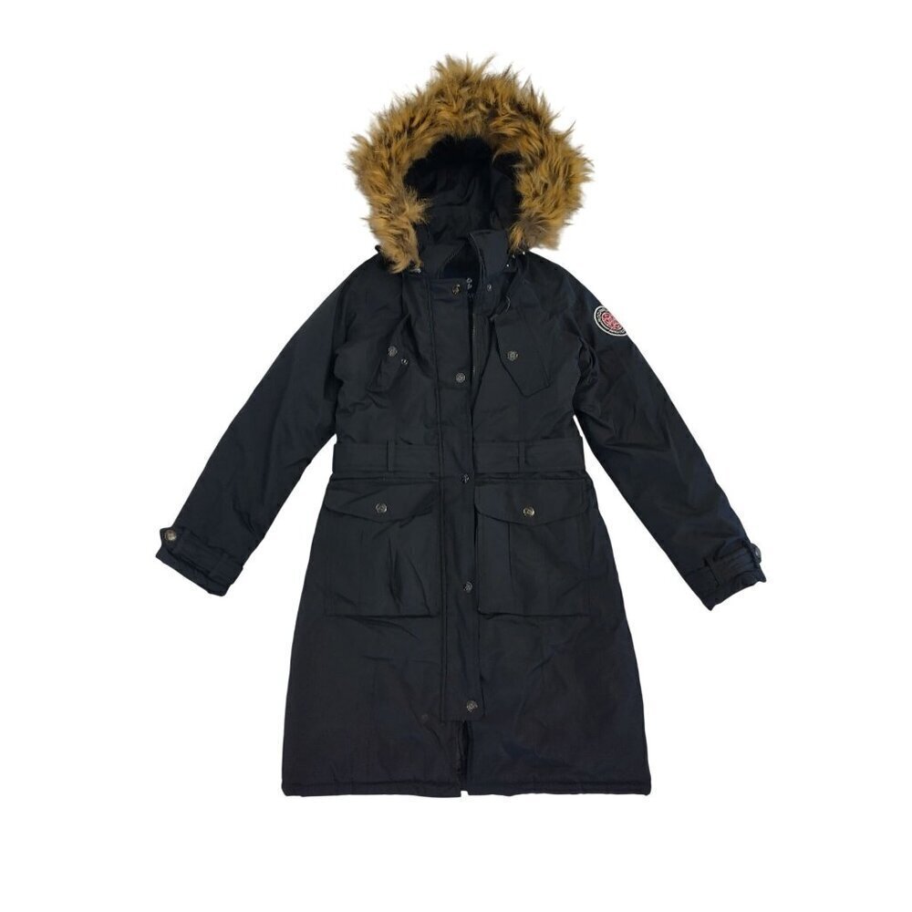 Rocawear Womens Arctic Blast Faux Fur Trim Hooded Parka Coat Size S.